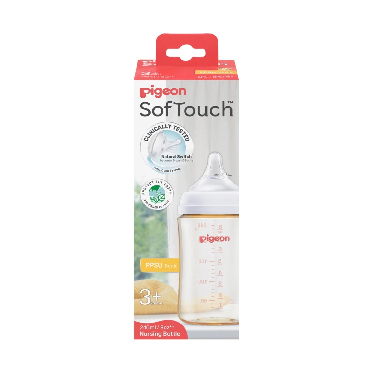 Pigeon SofTouch™ BPP Nursing Bottle PPSU, 240ml (3 Designs)