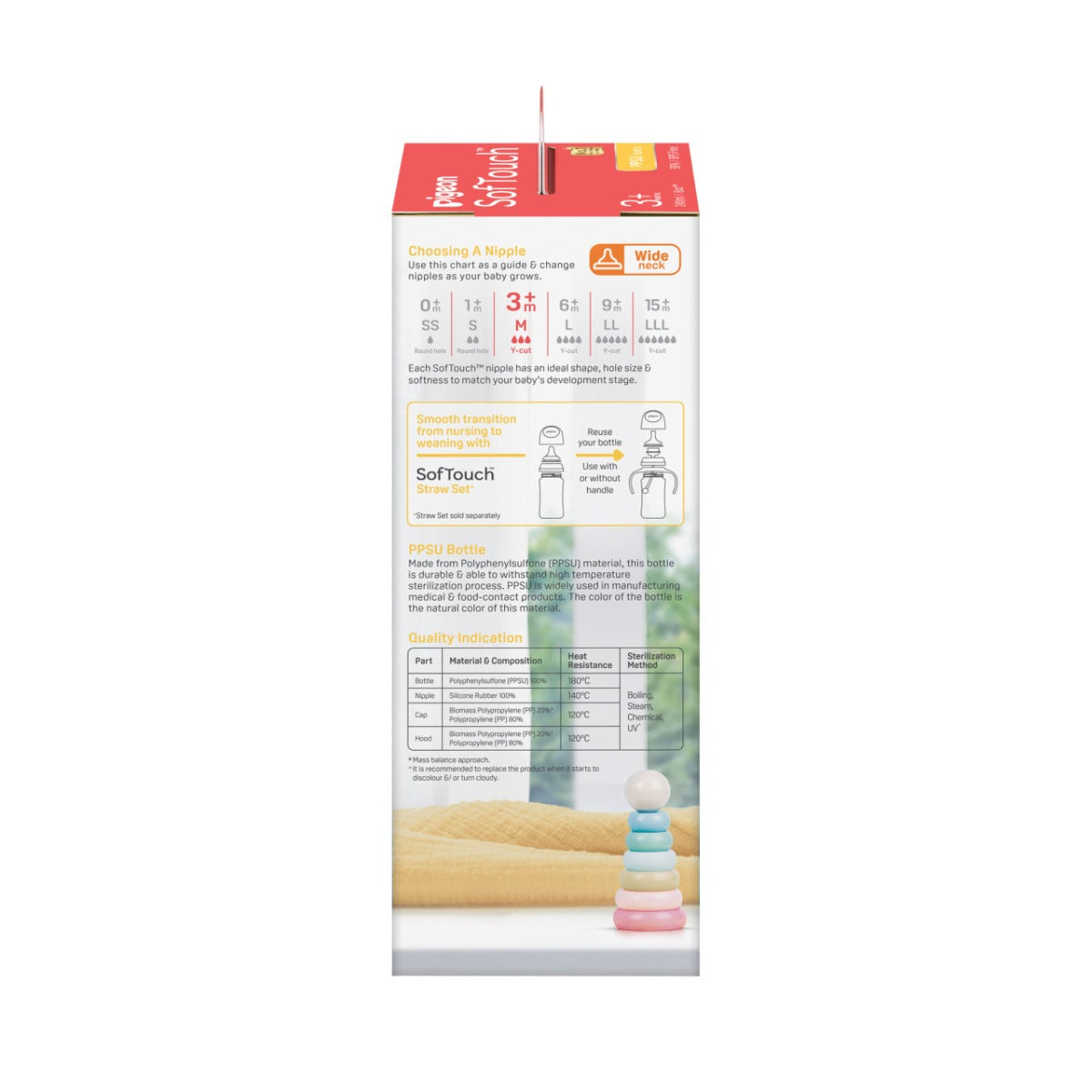 Pigeon SofTouch™ BPP Nursing Bottle PPSU, 240ml (3 Designs)