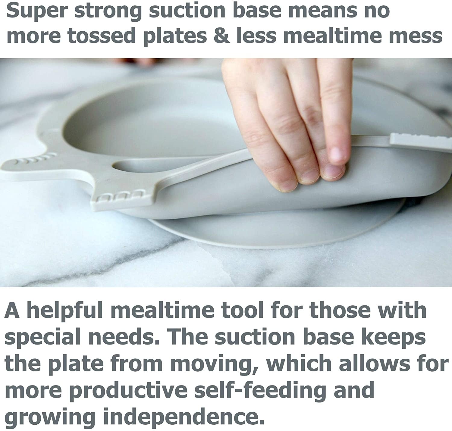 Sage Spoonfuls Sili Elephant Silicone Divided Suction Plate - Slate