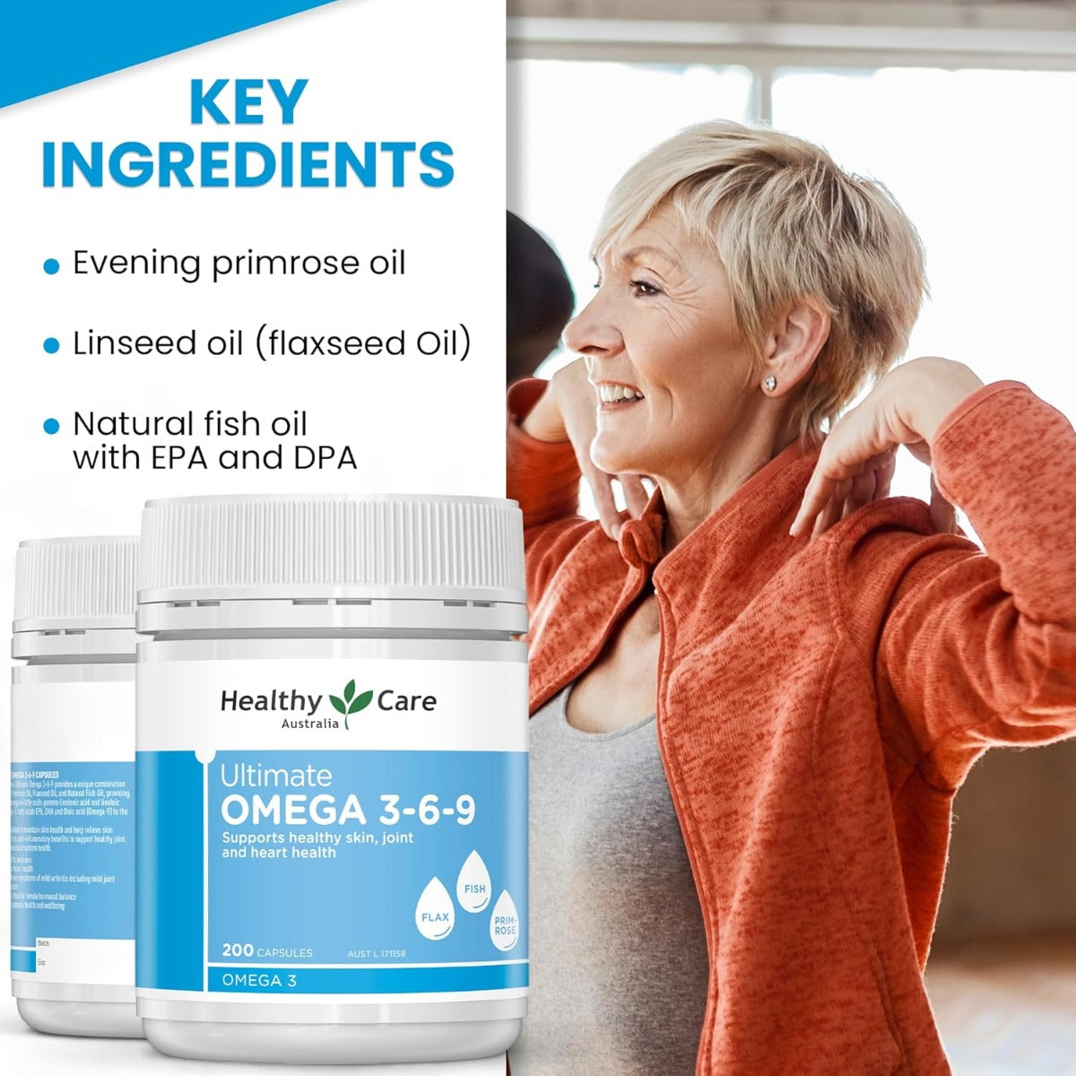Healthy Care Omega 3-6-9,  200 Capsules (Exp 12/26)