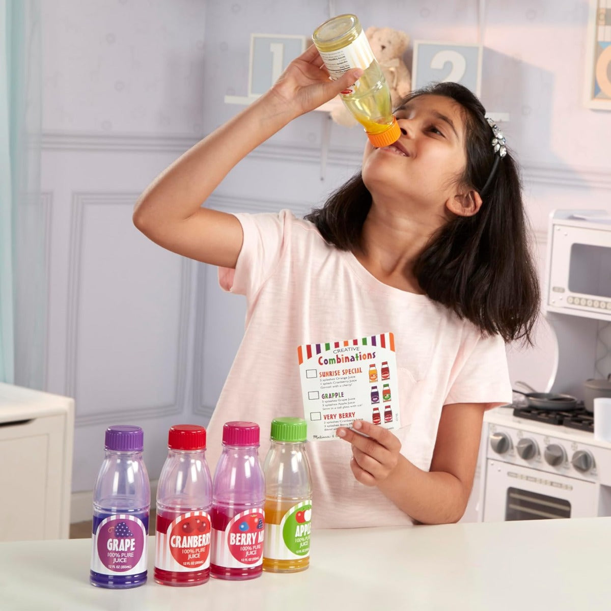 Melissa & Doug Tip & Sip Toy Juice Bottles Food Set, 6pcs