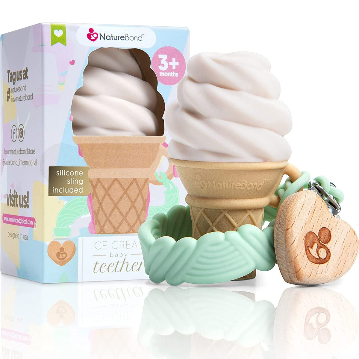NatureBond Ice Cream Silicone Baby Teether (5 Colours) - Pupsik Singapore