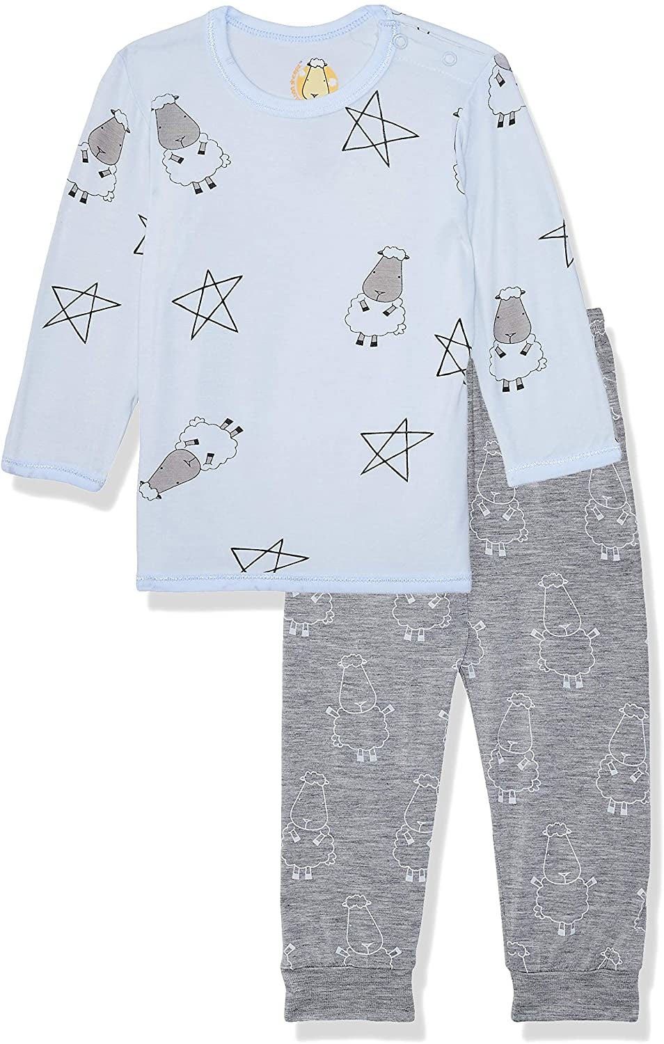 Baa Baa Sheepz Baby Long Sleeve Pyjama Set - Big Star & Sheepz Blue/Big Sheep Grey (3 Sizes)
