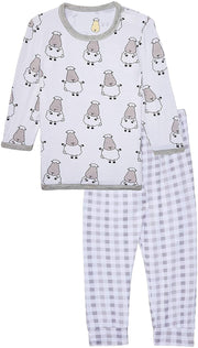 Baa Baa Sheepz Baby Long Sleeve Pyjama Set - Big Sheep White/Checkers Grey