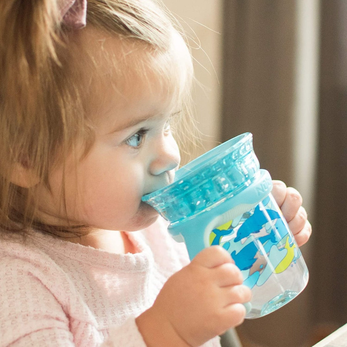 Nuby 360 Edge Printed 2-Stage Drinking Rim Tritan Cup, 240ml (3 Designs) - Pupsik Singapore