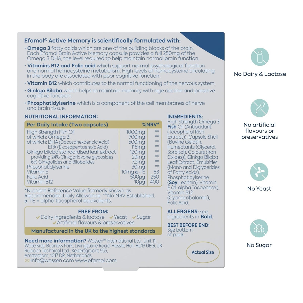 Efamol Active Memory Supplements for Maintenance of Brain Function, 30 Capsules (Exp 01/27)