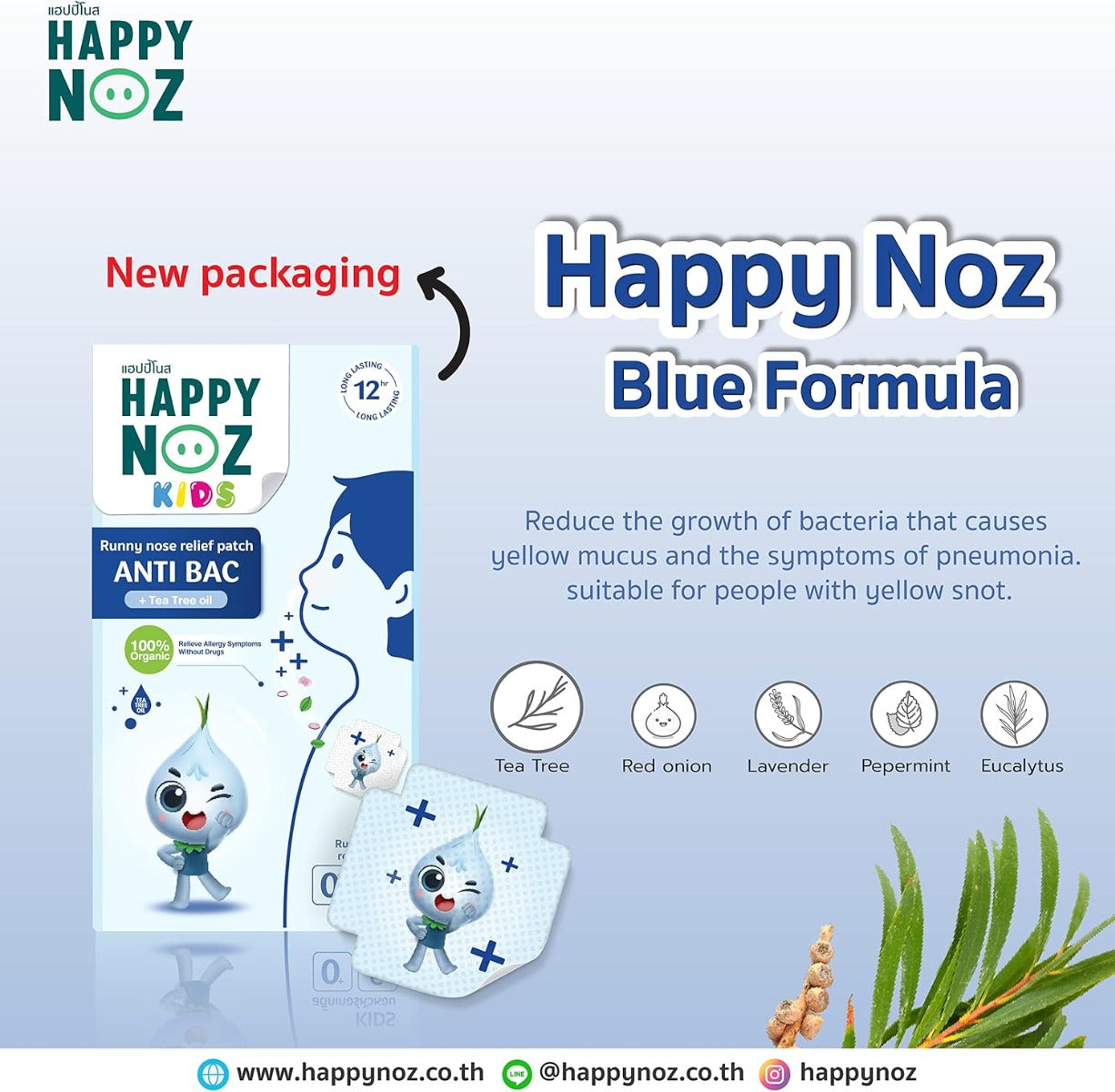Happy Noz Organic Onion Sticker Patch For Kids, 6pcs - Anti Bac Blue (Exp 06/26)