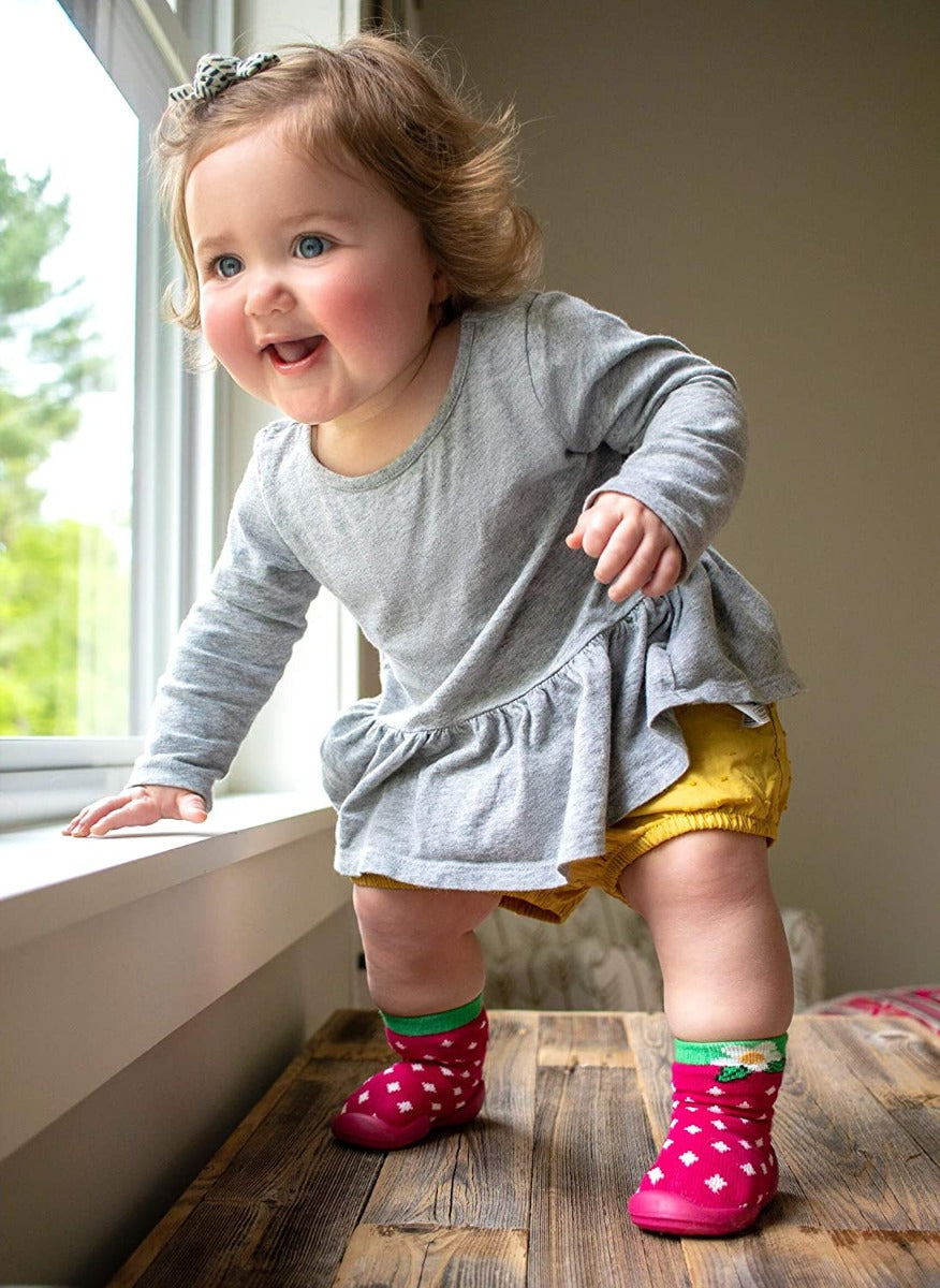 Nuby Snekz Sock & Shoe - Red with Diamonds
