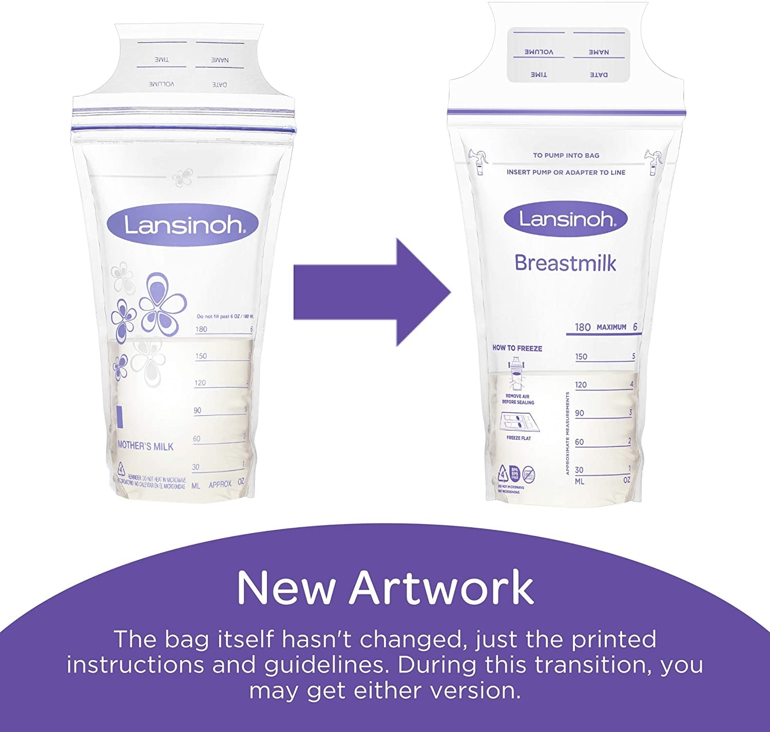 Lansinoh Breastmilk Storage Bags 6oz, 50pc (UK Version)