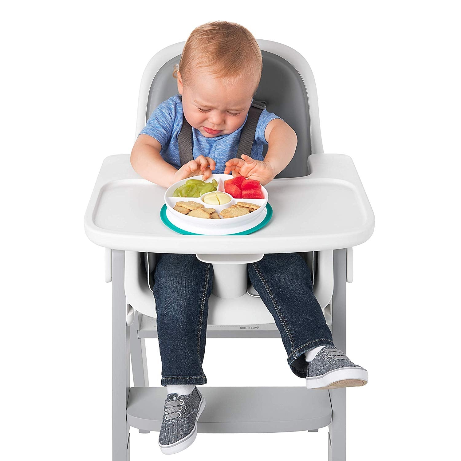 OXO Tot Stick & Stay Suction Divided Baby Plate (5 Colours) - Pupsik Singapore