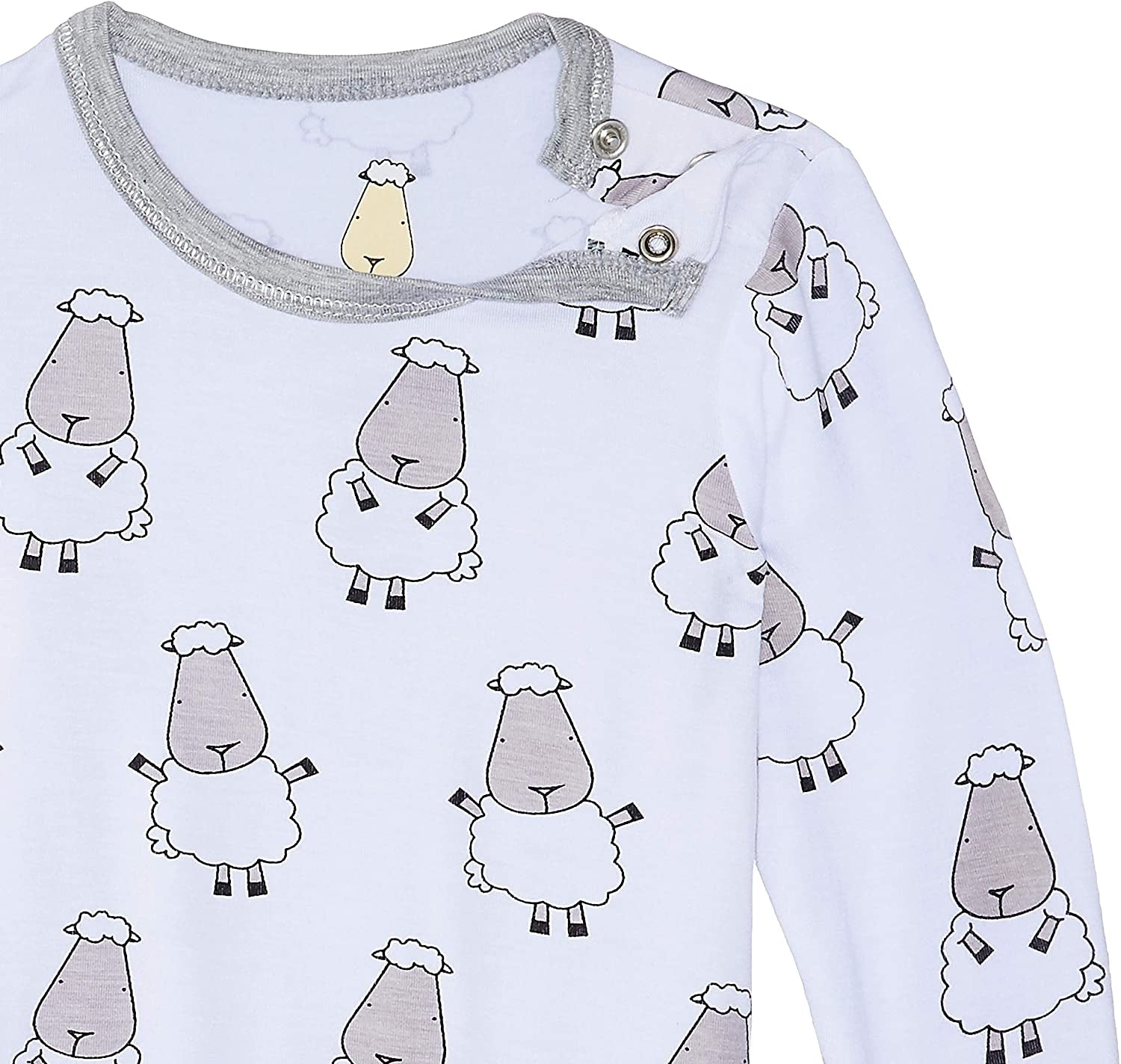 Baa Baa Sheepz Baby Long Sleeve Pyjama Set - Big Sheep White/Big Sheep Grey (5 Sizes)