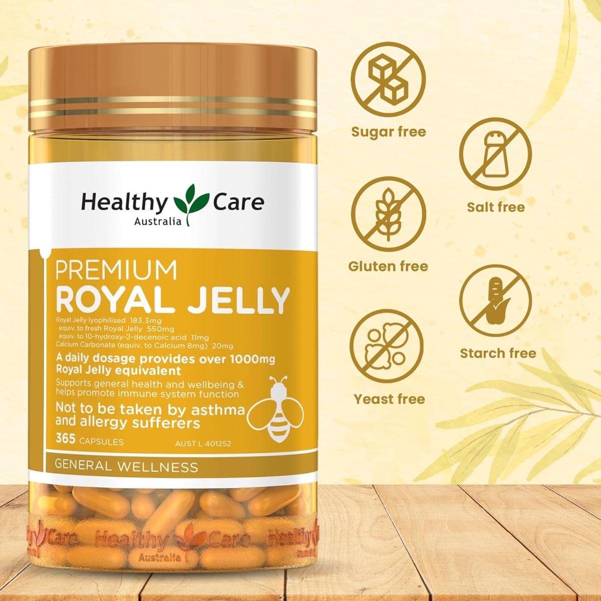 Healthy Care Premium Royal Jelly 1000mg, 365 caps (Exp 08/27)