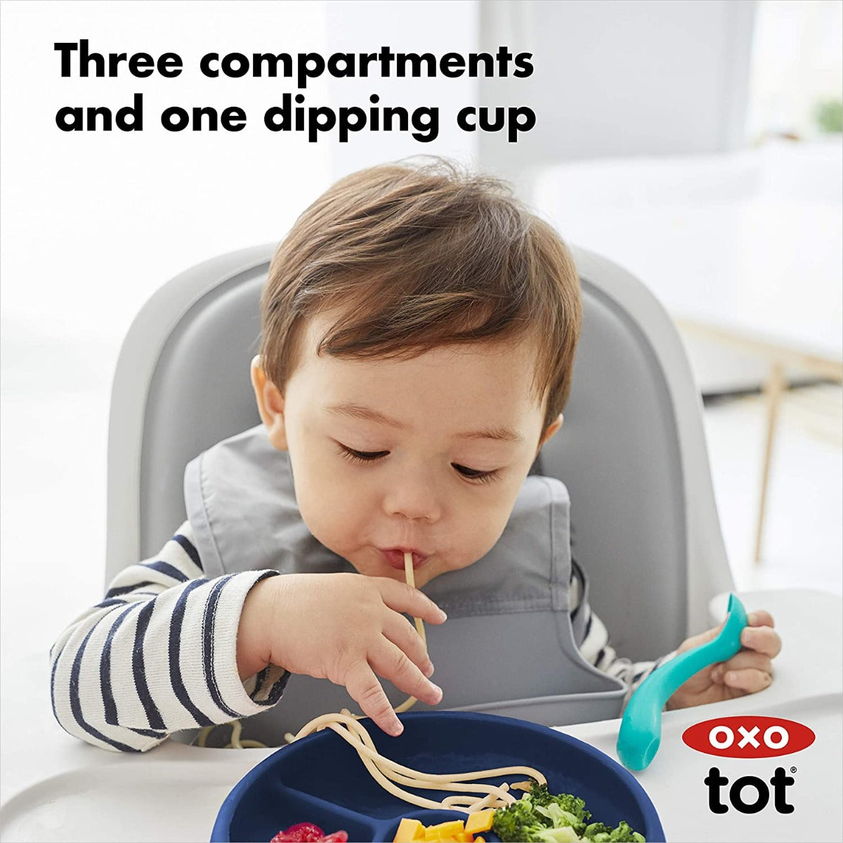OXO Tot Divided Silicone Plate (3 Colors) - Pupsik Singapore