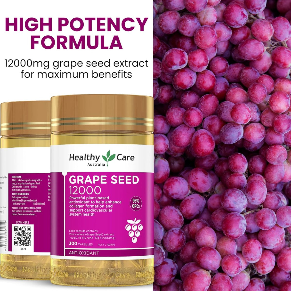 Healthy Care Grape Seed 12000, 300 caps (Exp 10/26)