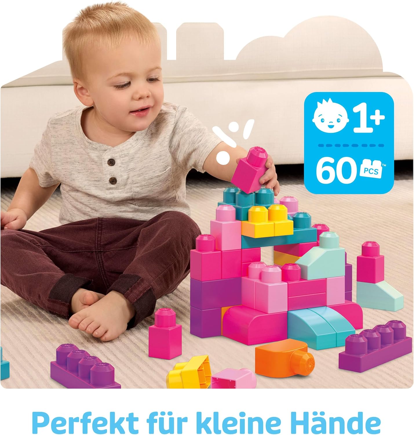 Mega Bloks First Builders Big Building Bag, 60pcs - Pink