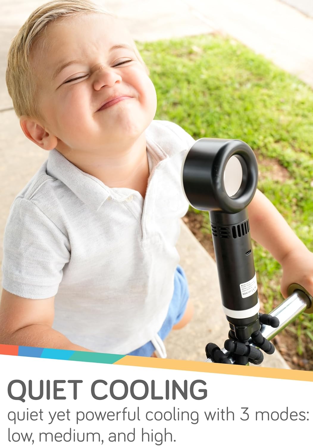 Nuby Bladeless Pram Fan | Flexible Tripod Baby Safe Stroller Fan