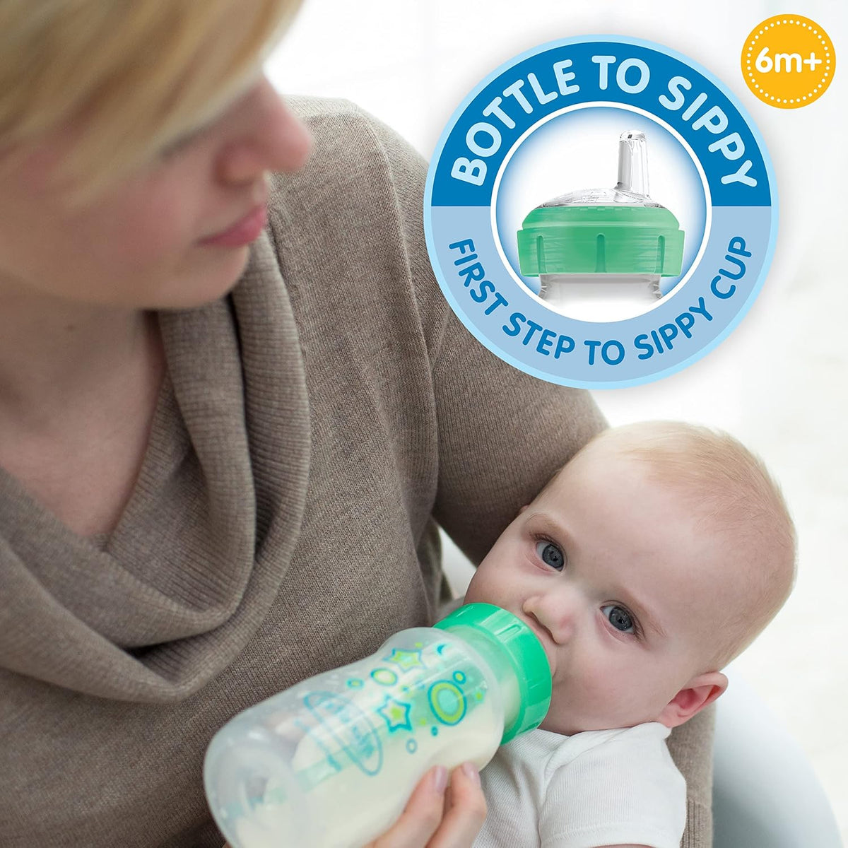 Dr. Brown's Options+ Anti-Colic Wide Bottle to Sippy Starter Kit, 9oz/270ml | 6M+