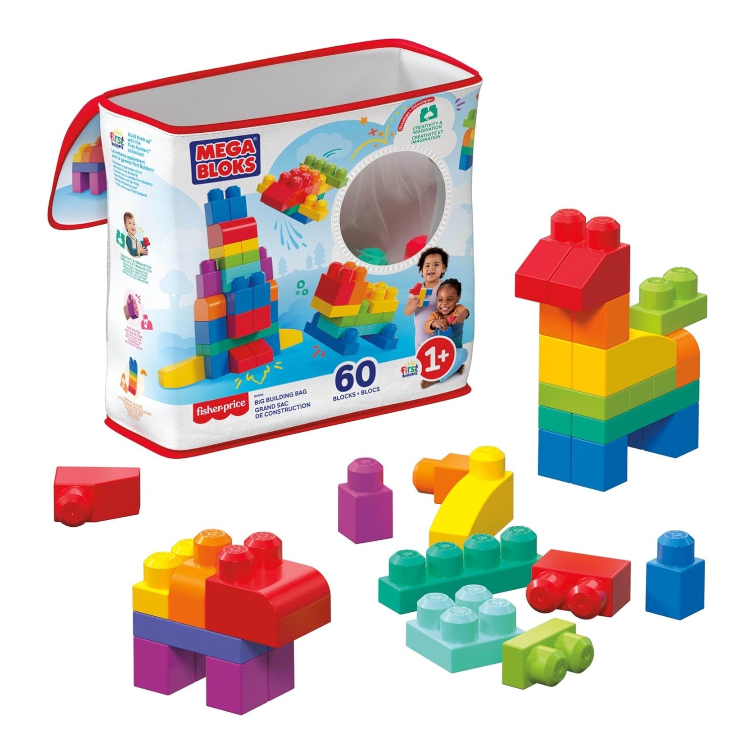 Mega Bloks First Builders Big Building Bag, 60pcs - Blue