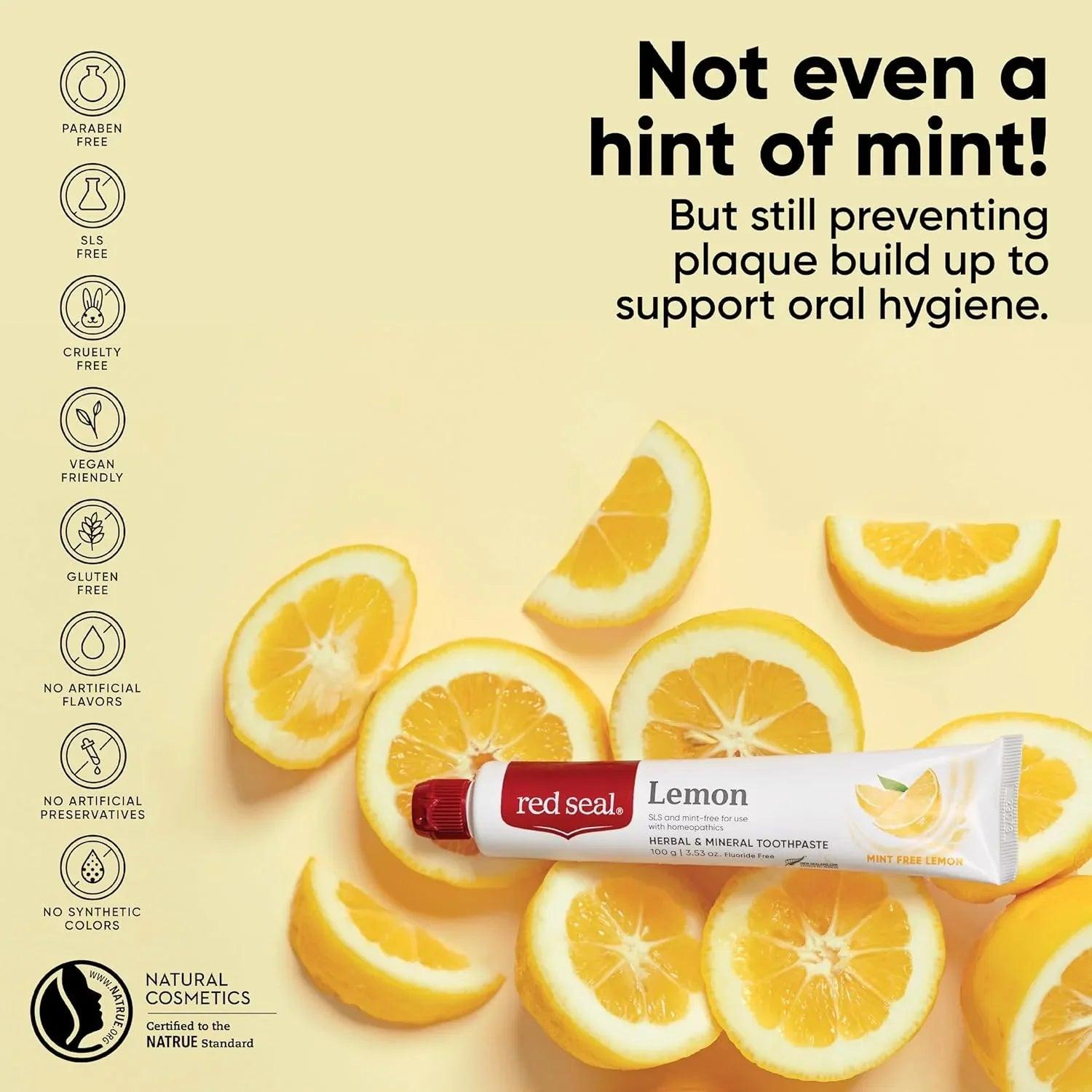 Red Seal Lemon SLS Free Natural Toothpaste, 100g (Exp 01/28