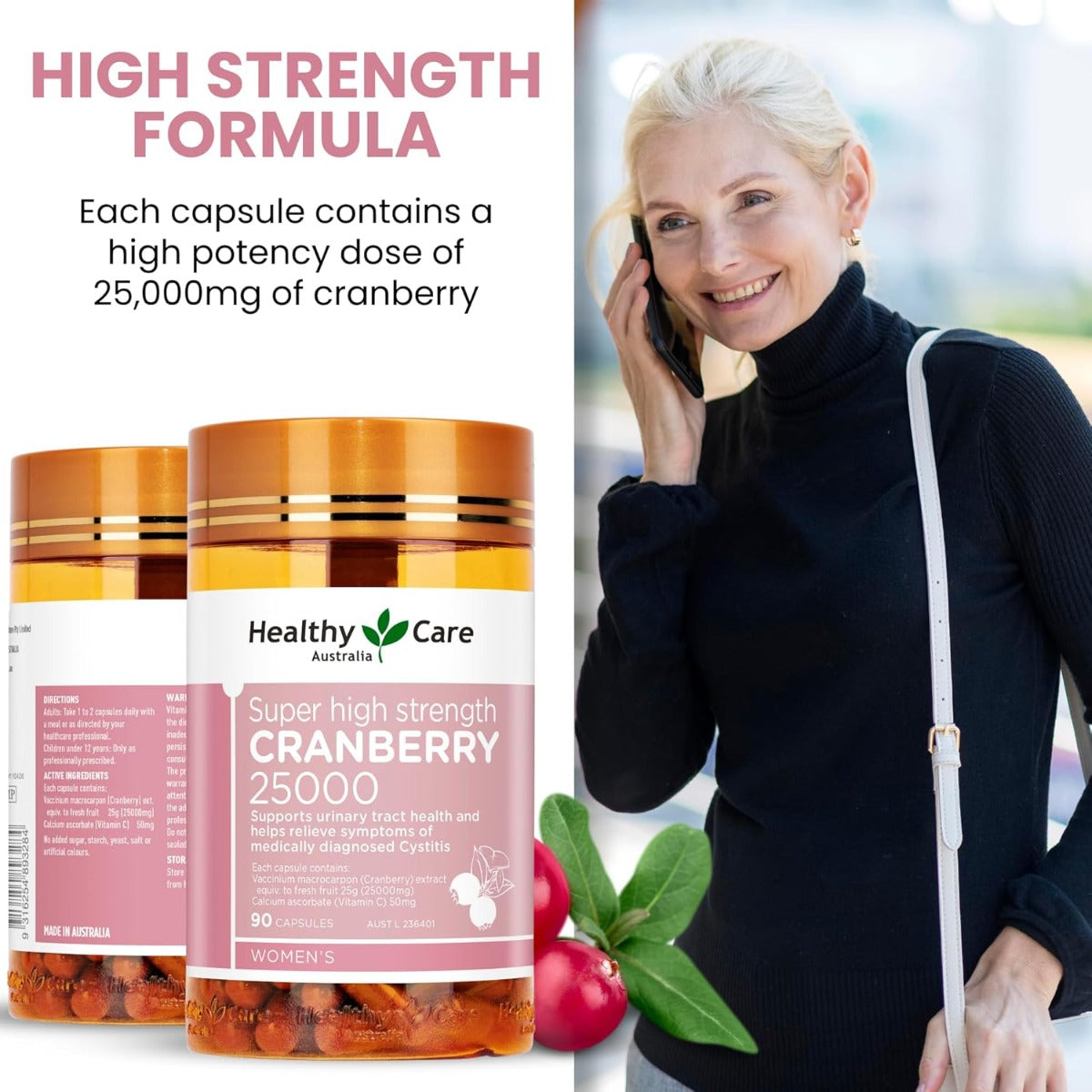Healthy Care Super High Strength Cranberry 25000, 90 Caps (Exp 08/27)