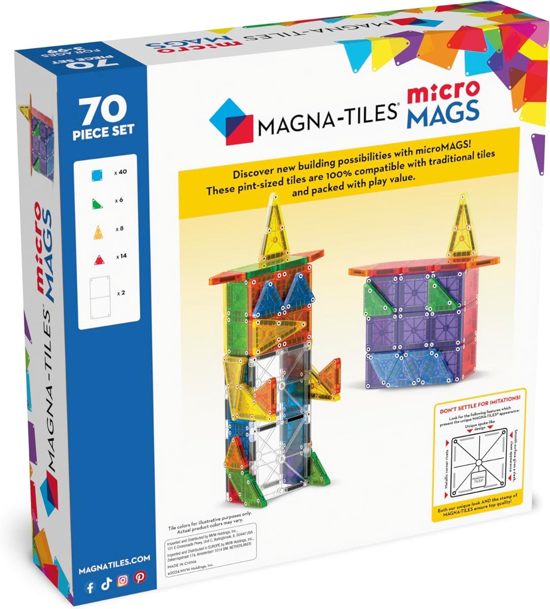 Magna-Tiles microMAGS 70-Piece Deluxe Set + microMAGs