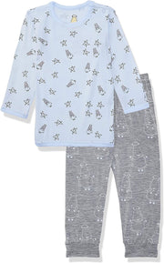 Baa Baa Sheepz Baby Long Sleeve Pyjama Set - Small Star & Sheep Blue/Big Sheep Grey (2 Sizes)