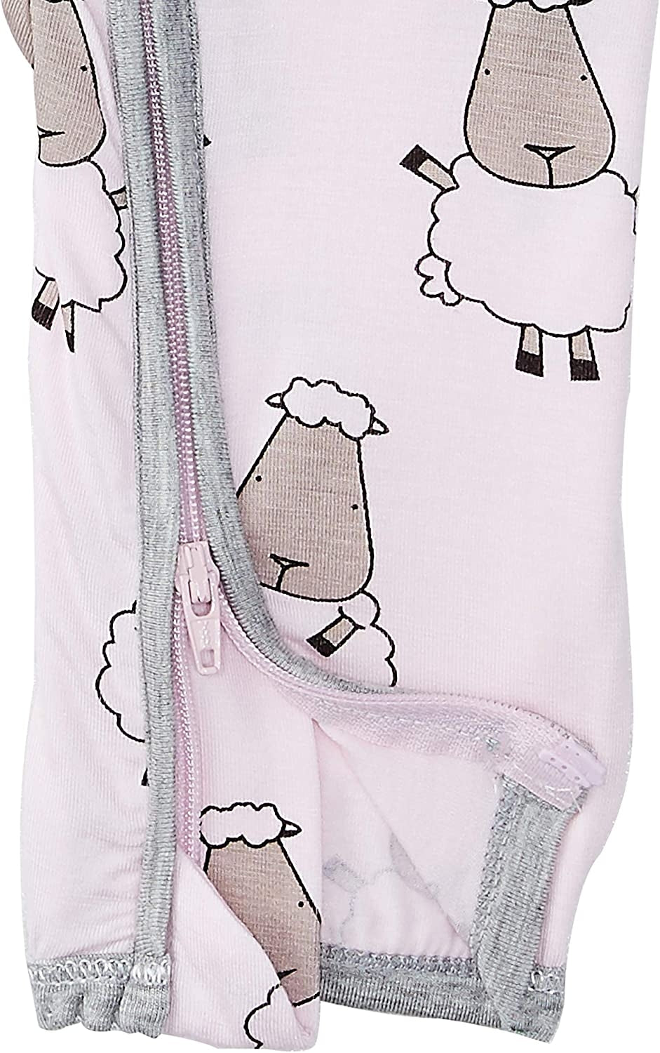 Baa Baa Sheepz Baby Zip Romper - Pink Big Sheep & Grey Border (4 Sizes)