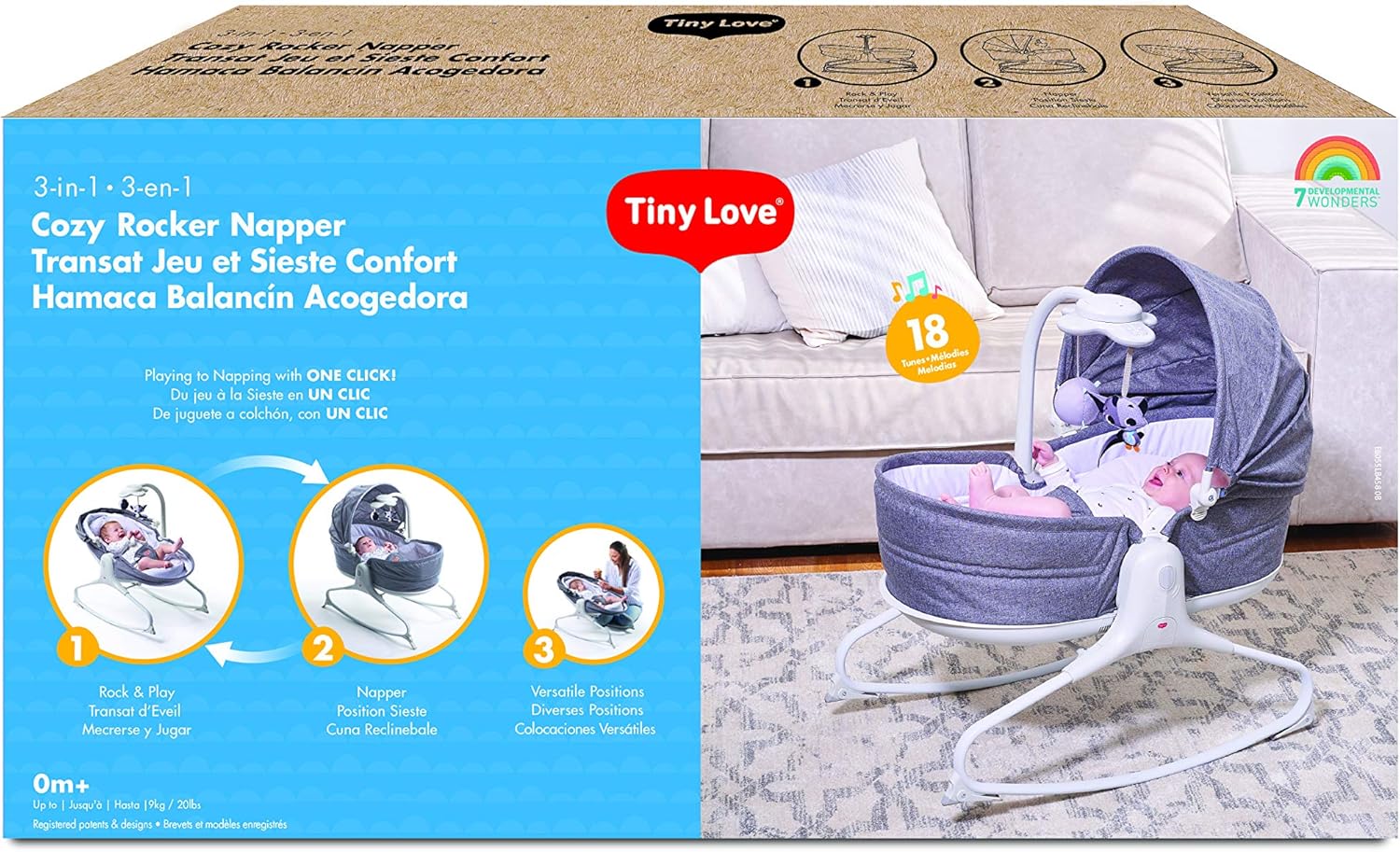 Tiny Love 3-in-1 Cozy Tiny Rocker - Heather Grey