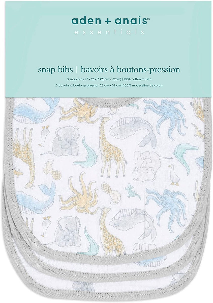 Aden Anais Essentials Snap Bib, 3pk (10 Designs) - Pupsik Singapore