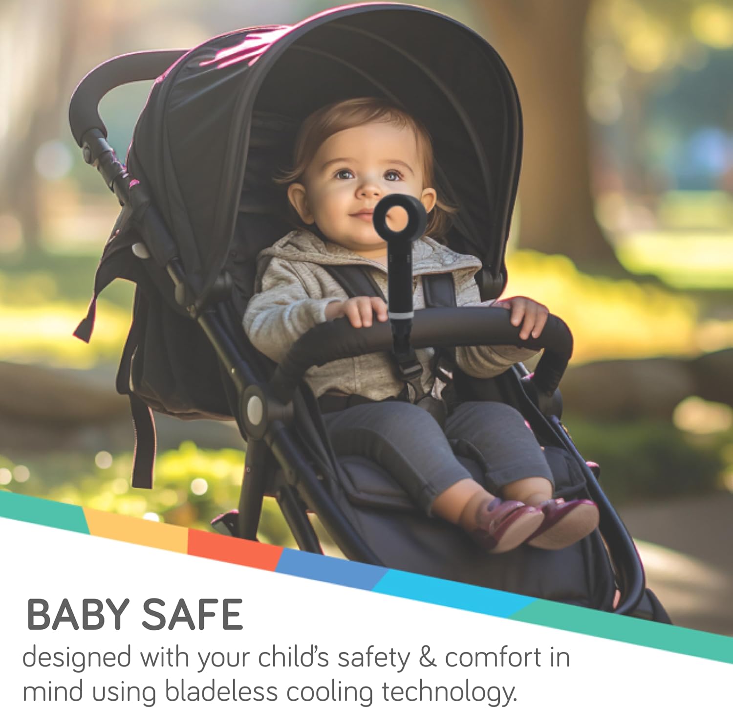 Nuby Bladeless Pram Fan | Flexible Tripod Baby Safe Stroller Fan