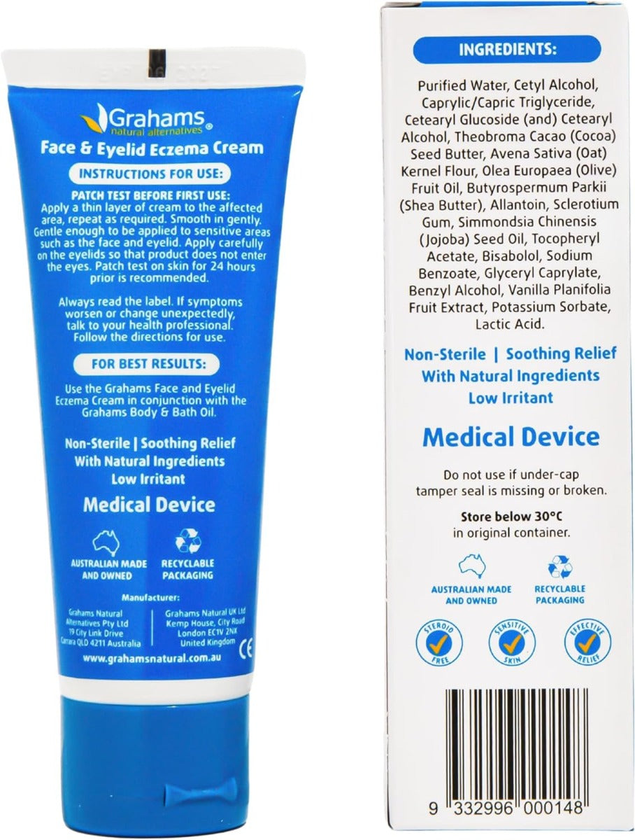 Grahams Natural Face & Eyelid Eczema Cream, 50g (Exp 03/28)