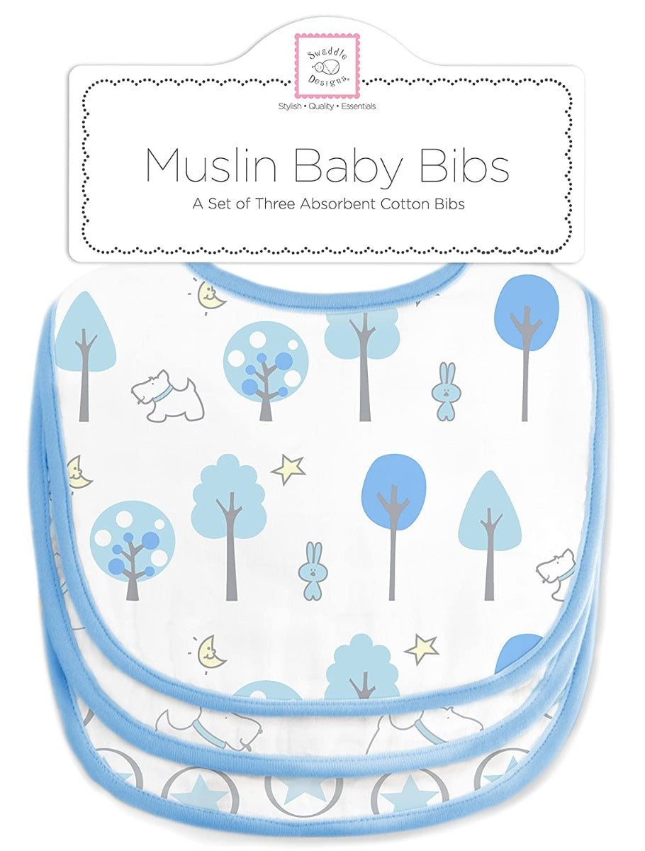 SwaddleDesigns Muslin Baby Bibs, 3pk (5 Designs)