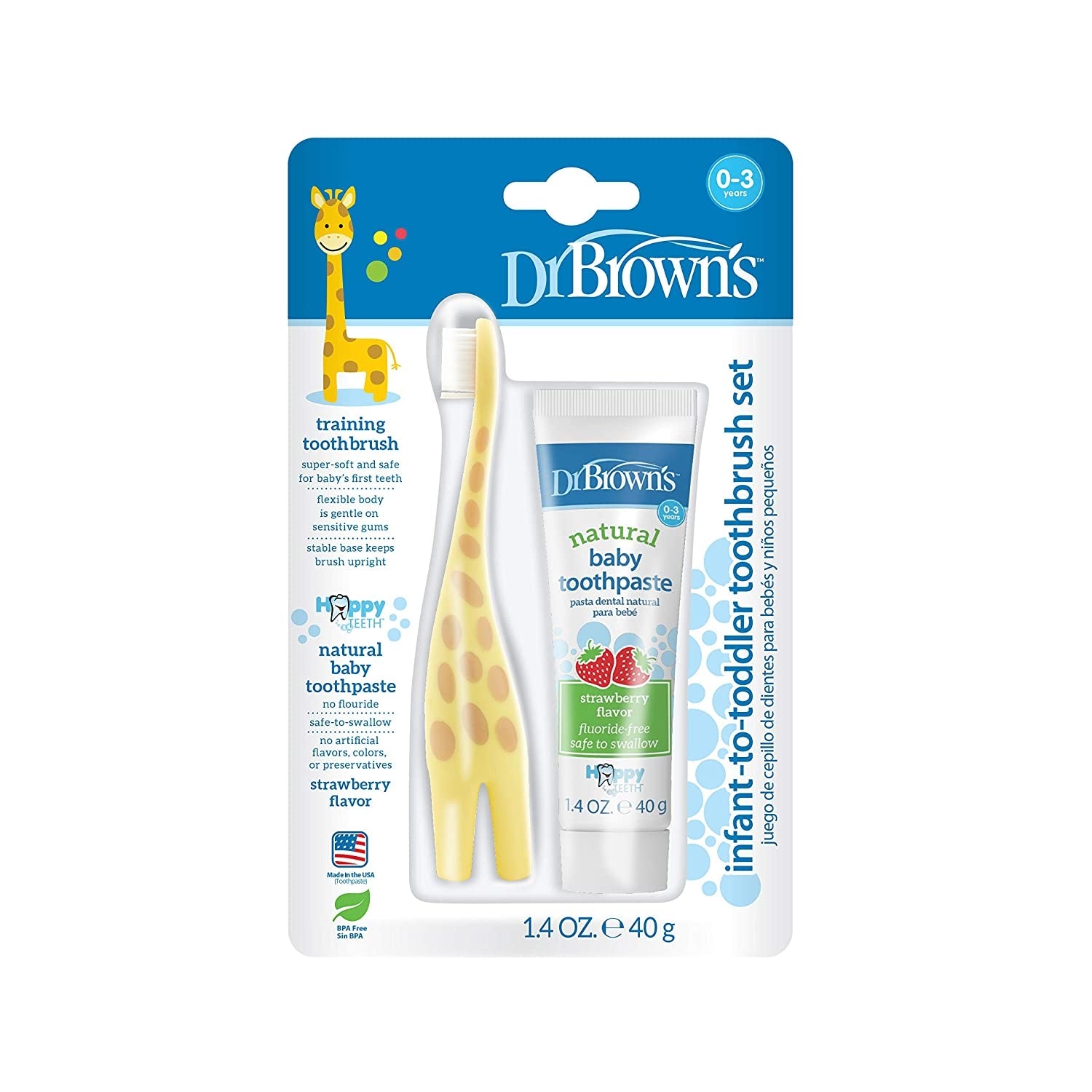 Dr Brown’s Infant-to-Toddler Toothbrush Set - Giraffe - exp 12/27