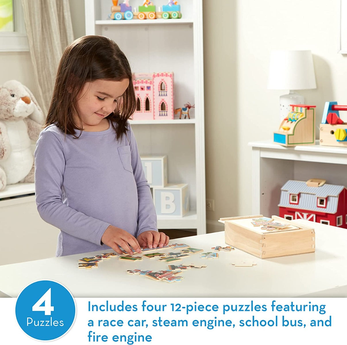 Melissa & Doug Jigsaw Puzzles in a Box, 4 x 12pcs (4 Designs) - Pupsik Singapore