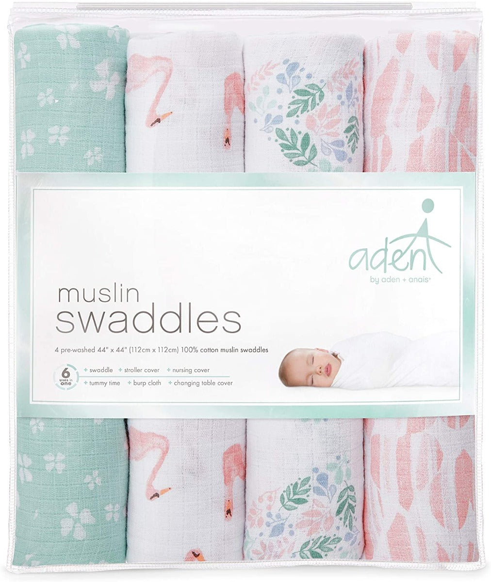 Aden Anais Essentials Muslin Cotton Swaddle (44 x 44 in), 4pk (31 Designs) - Pupsik Singapore