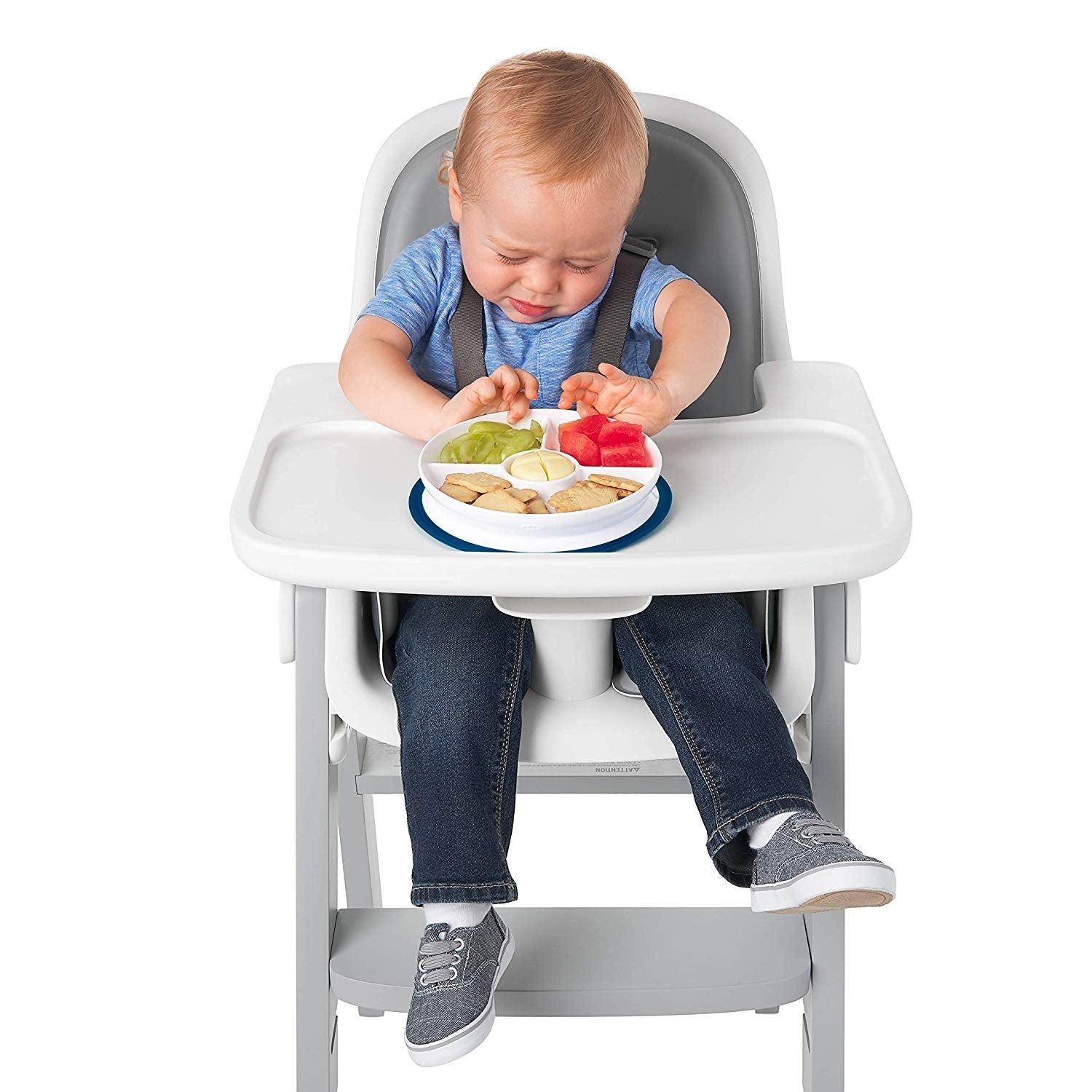 OXO Tot Stick & Stay Suction Divided Baby Plate (5 Colours) - Pupsik Singapore