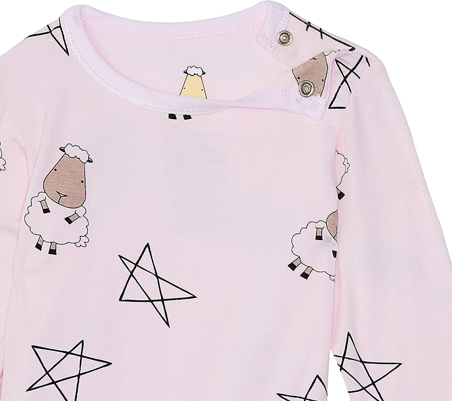 Baa Baa Sheepz Baby Long Sleeve Pyjama Set - Big Star & Sheepz Pink/Big Sheep Grey
