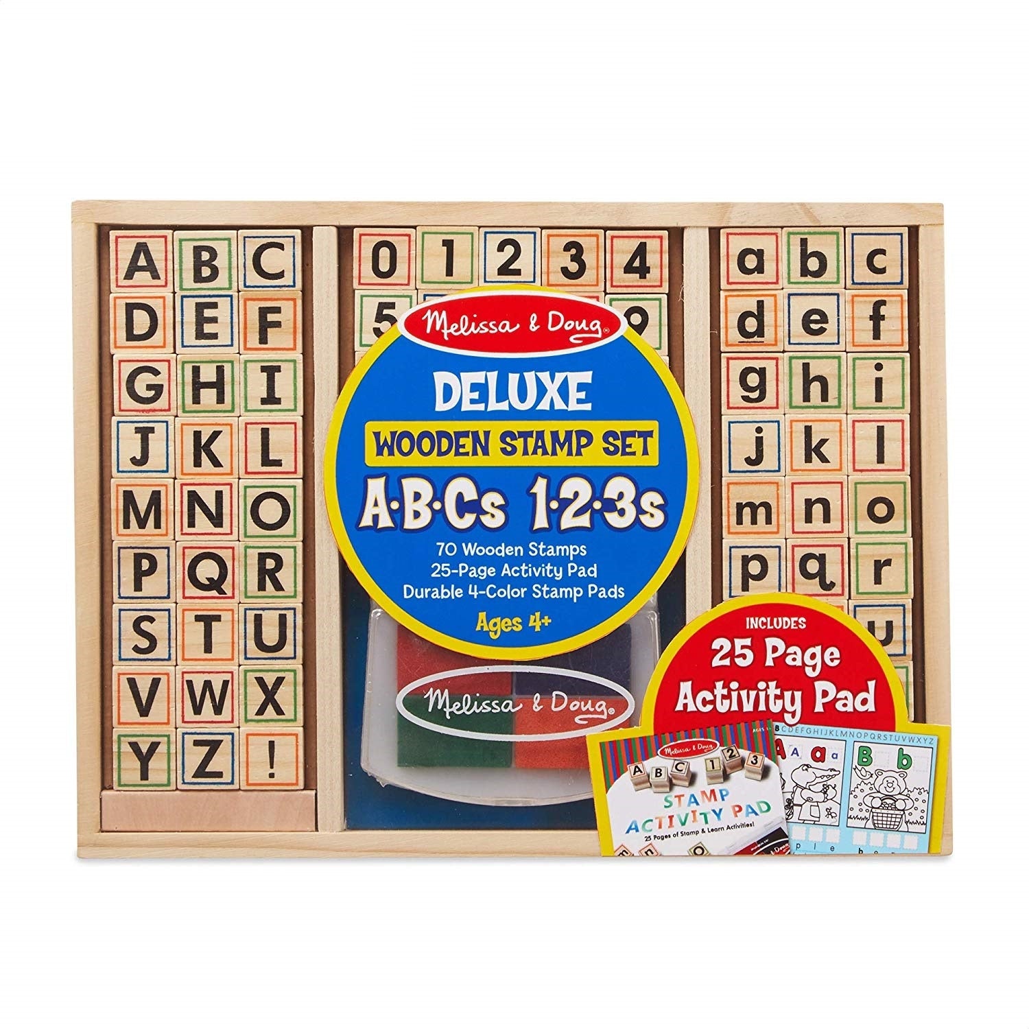 Melissa & Doug Deluxe Wooden Stamp Set - ABCs & 123s