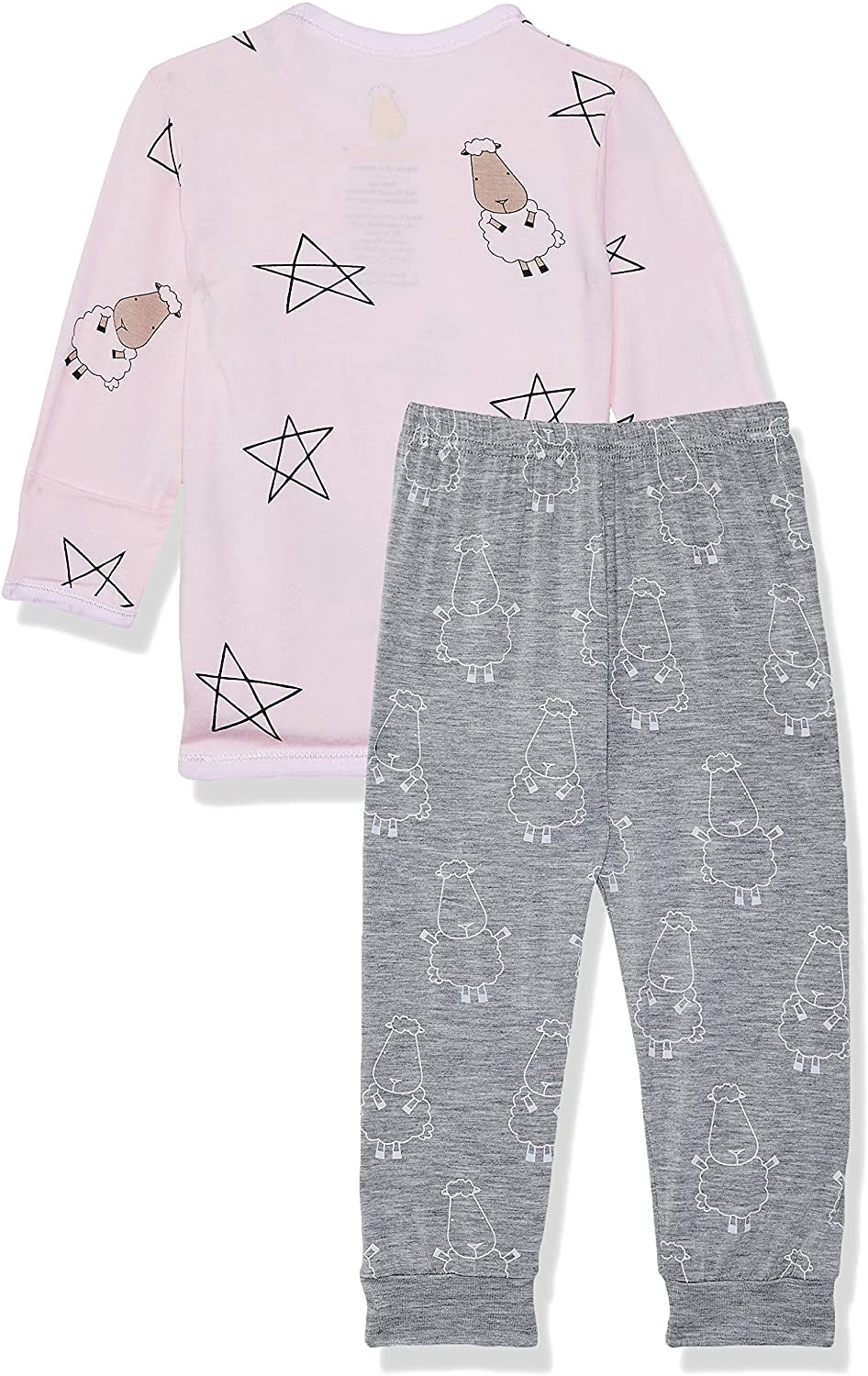 Baa Baa Sheepz Baby Long Sleeve Pyjama Set - Big Star & Sheepz Pink/Big Sheep Grey