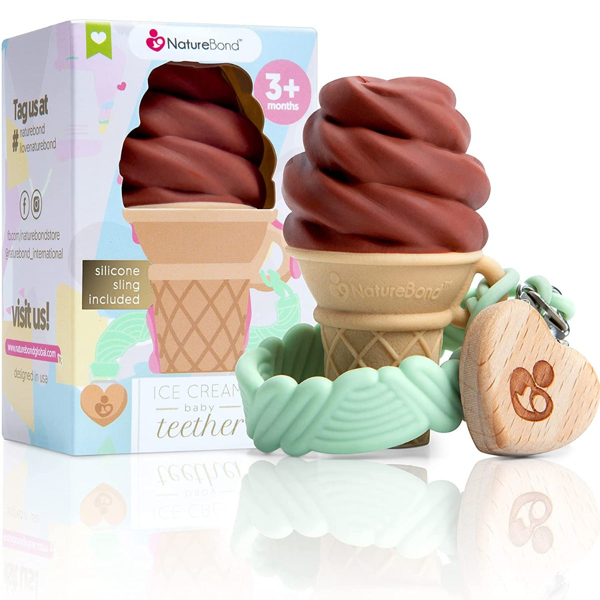 NatureBond Ice Cream Silicone Baby Teether (5 Colours) - Pupsik Singapore