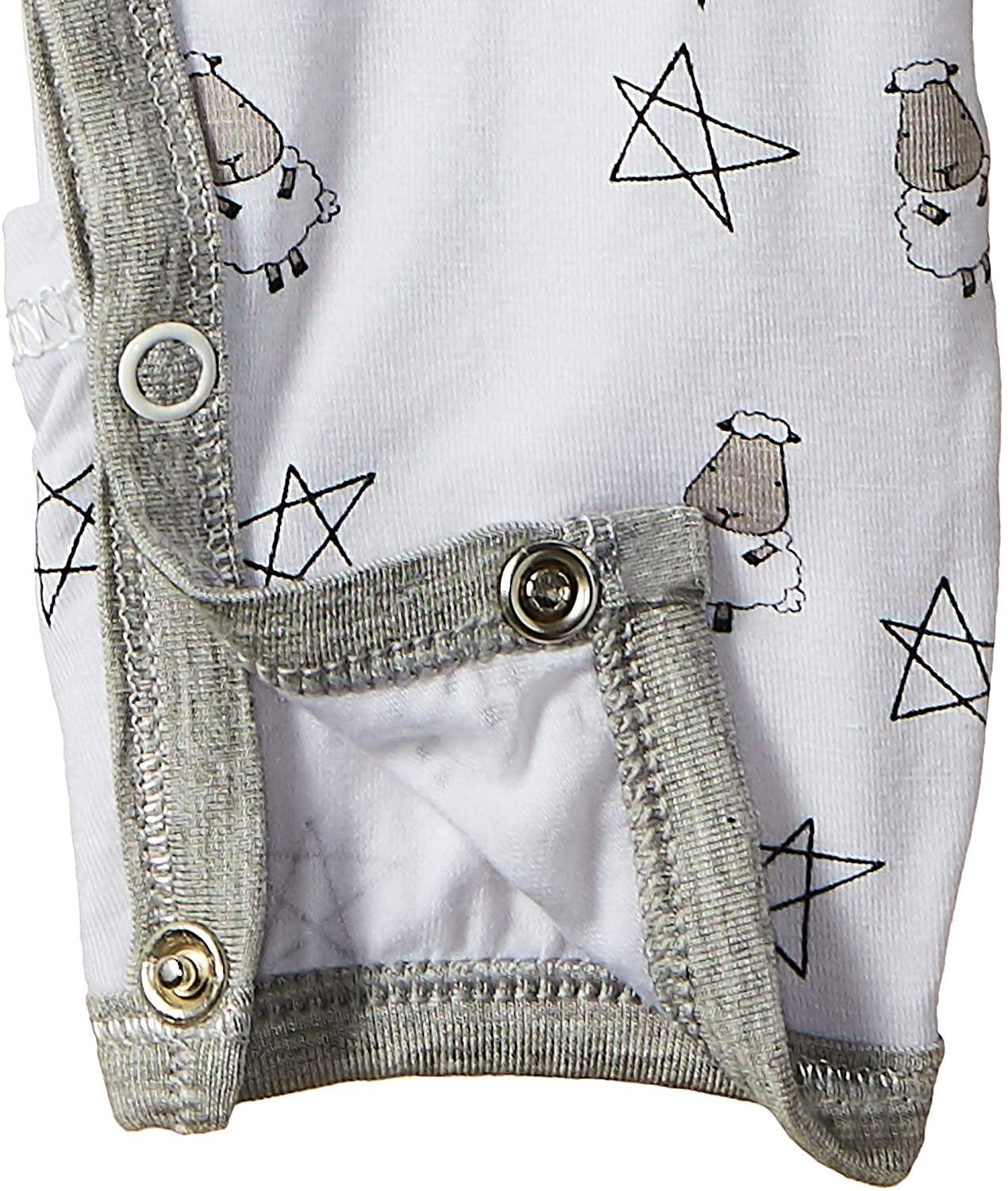 Baa Baa Sheepz Baby Middle Snap Romper - Small Star & Sheep White (4 Sizes)