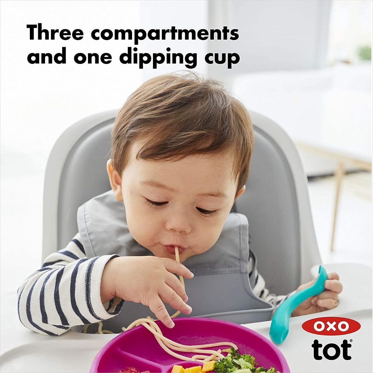 OXO Tot Divided Silicone Plate (3 Colors) - Pupsik Singapore