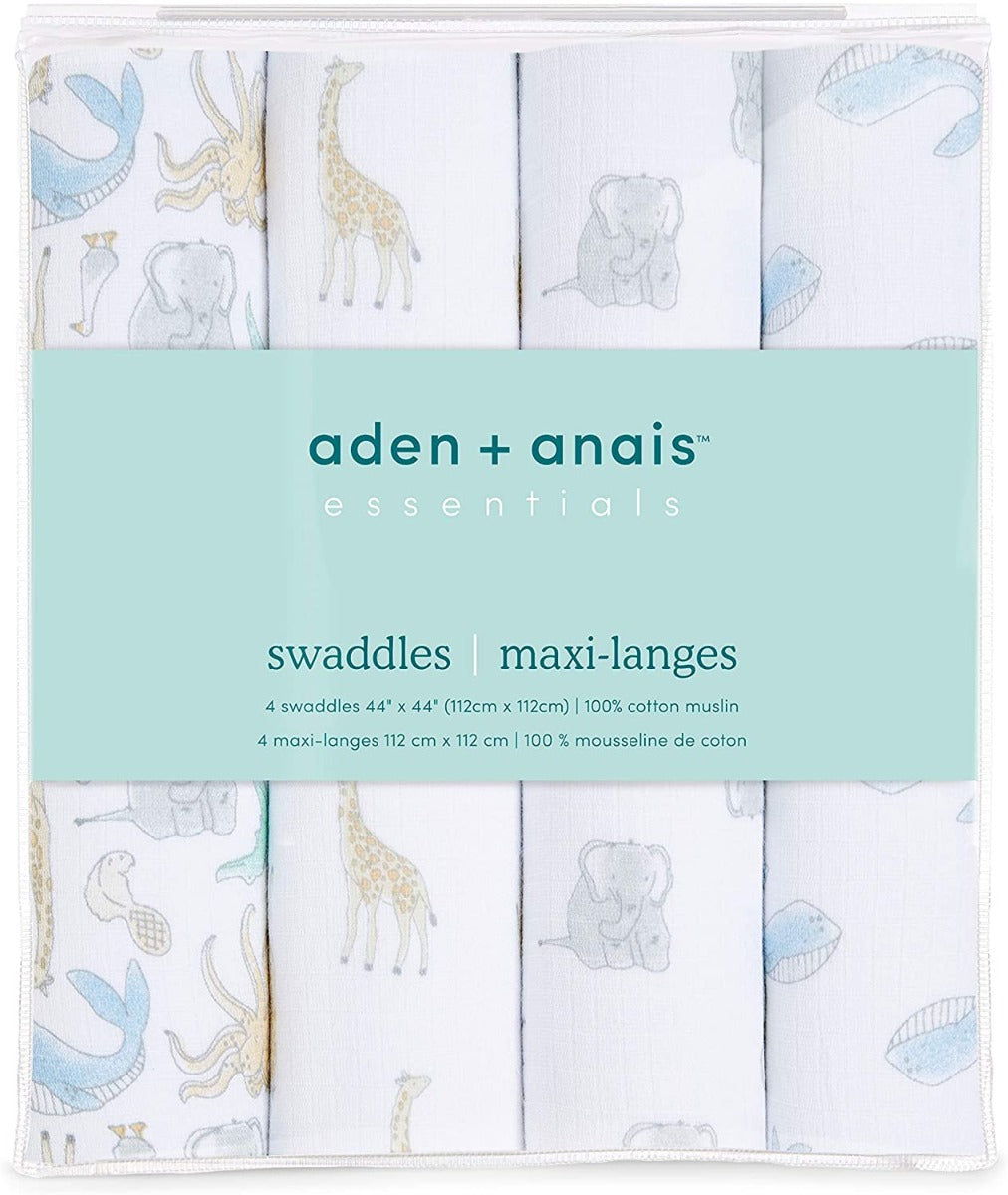 Aden Anais Essentials Muslin Cotton Swaddle (44 x 44 in), 4pk (31 Designs) - Pupsik Singapore