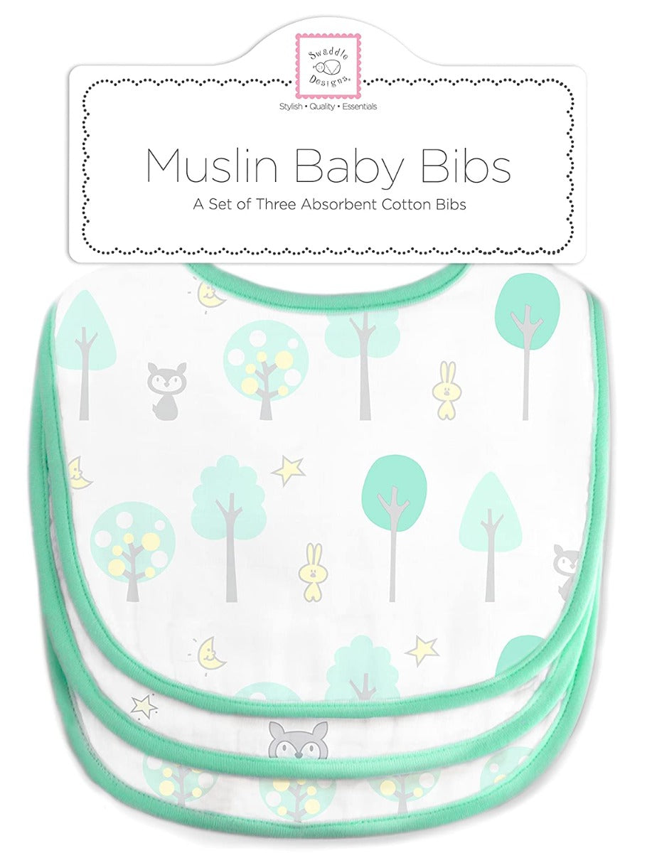 SwaddleDesigns Muslin Baby Bibs, 3pk (5 Designs) - Pupsik Singapore