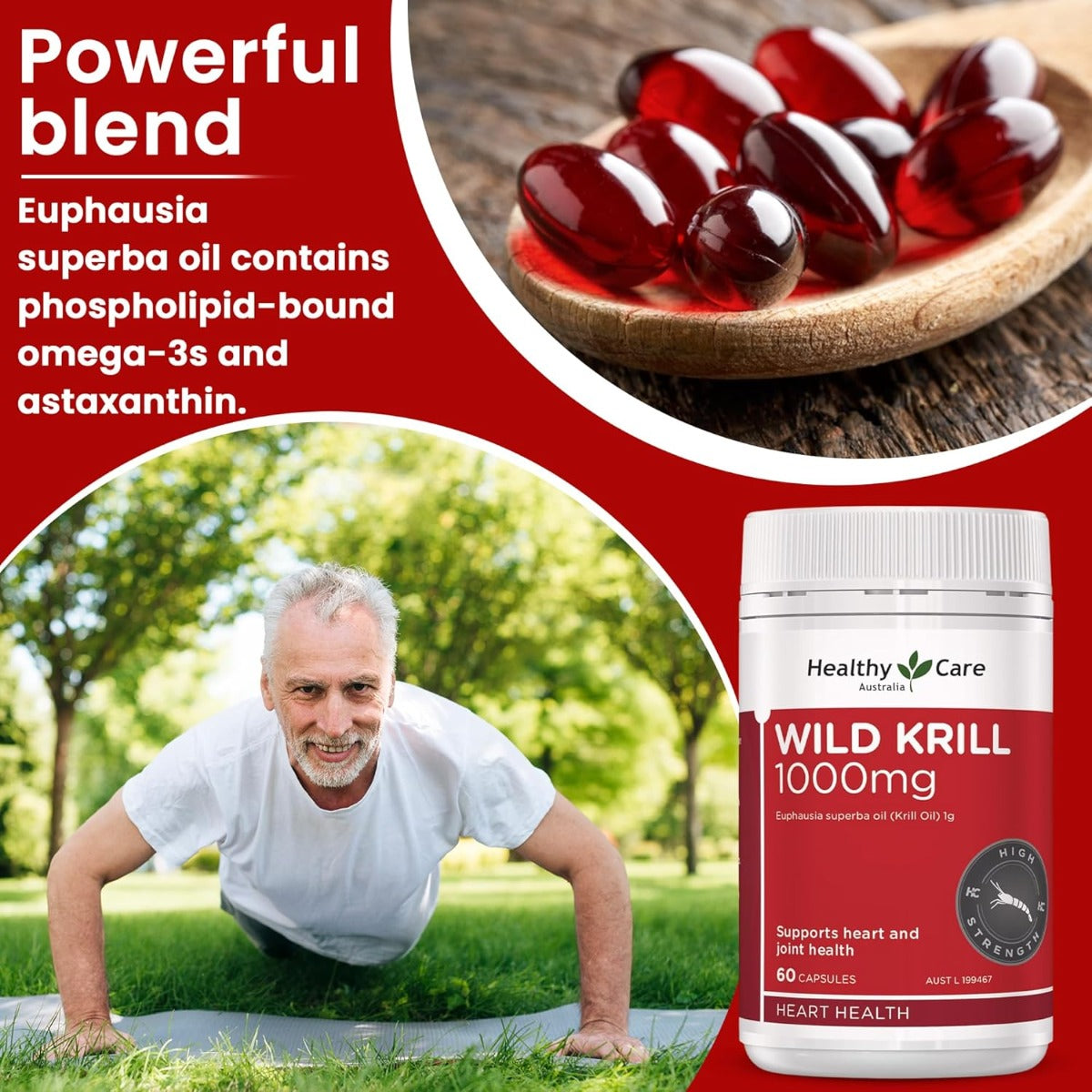 Healthy Care Wild Krill 1000mg, 60 Caps (Exp 04/26)