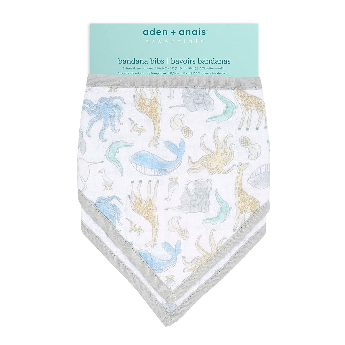 Aden Anais Essentials Cotton Muslin Bandana Bibs, 2pk (5 Designs)