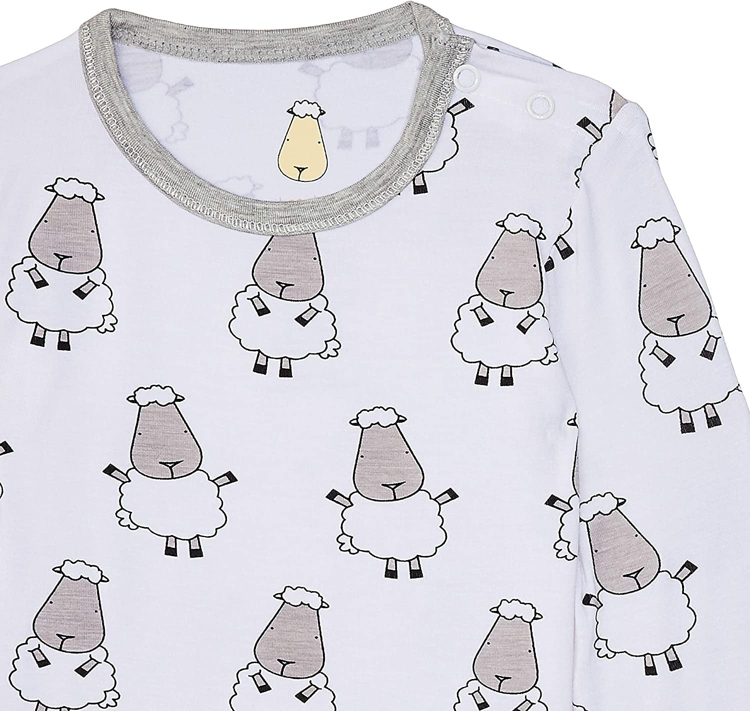 Baa Baa Sheepz Baby Long Sleeve Pyjama Set - Big Sheep White/Checkers Grey