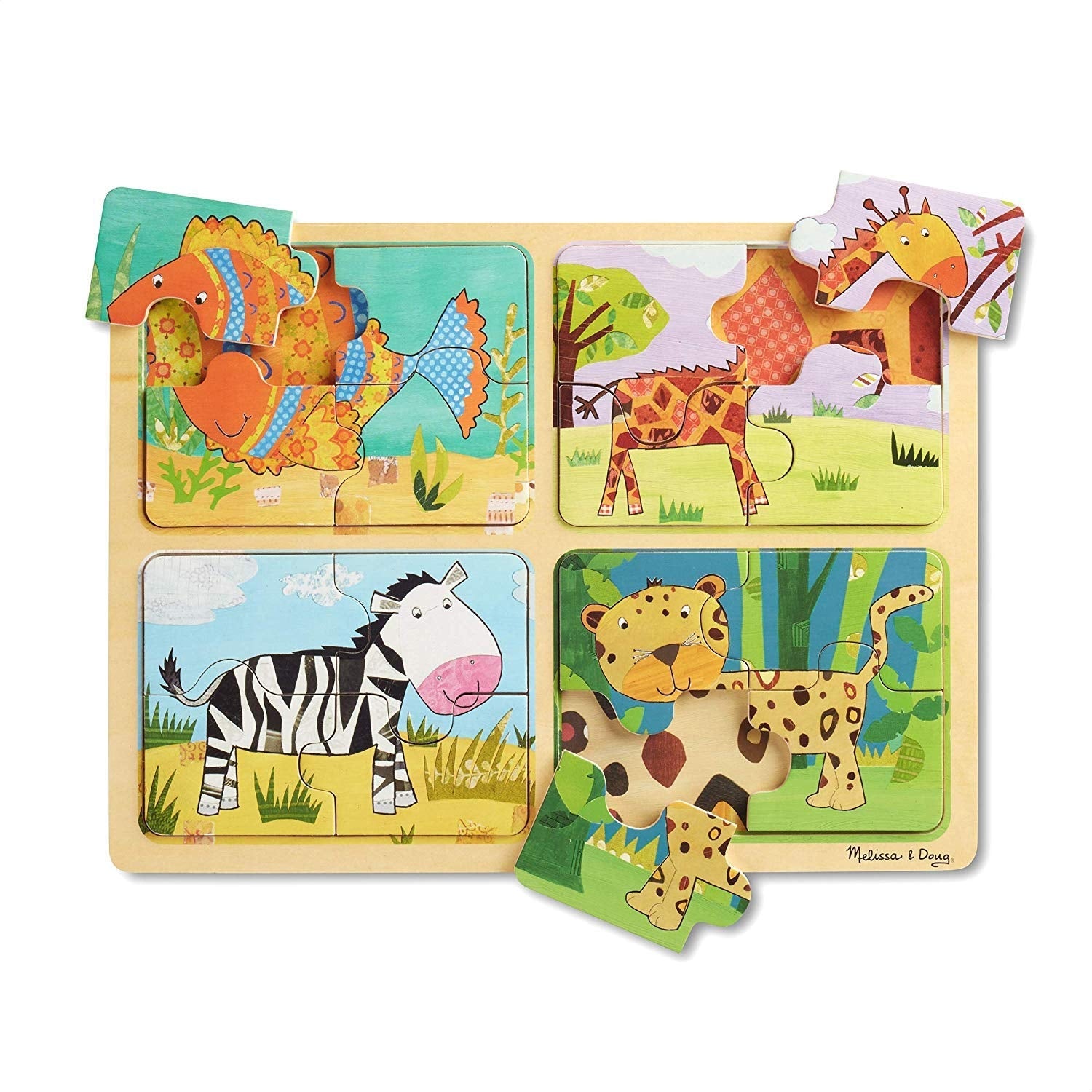 Melissa & Doug Natural Play Wooden Puzzle - Animal Patterns