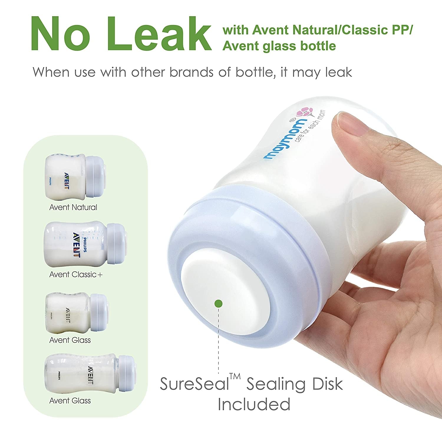 Maymom Wide-Neck Milk Bottle with SureSeal Silicone Disc, 140ml (6pk)