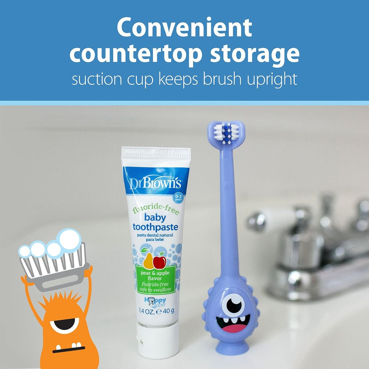 Dr. Brown's ToothScrubber Toddler Toothbrush - Purple Monster